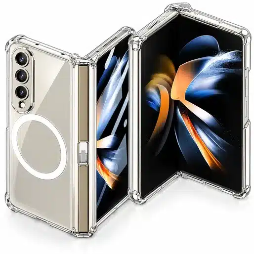 Foldable Smartphone Clear Protective Case With Hinge Protection And Magnetic Support