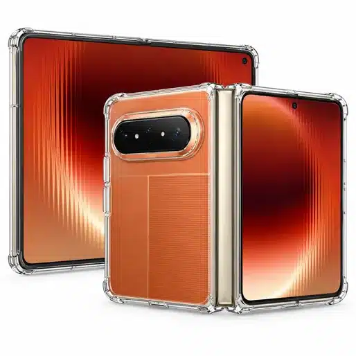 Orange Foldable Smartphone Clear Protective Case With Hinge Protection Cover