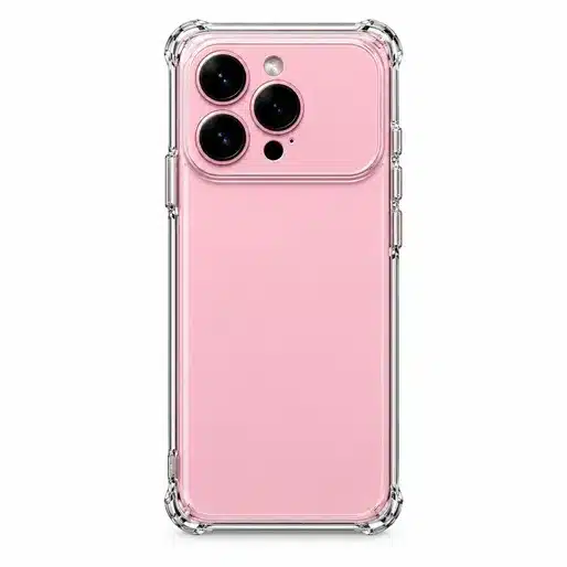 Pink Smartphone Clear Protective Case With Camera Protection Design