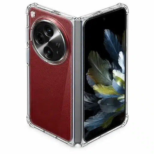 Red Foldable Smartphone Clear Protective Case With Camera Protection