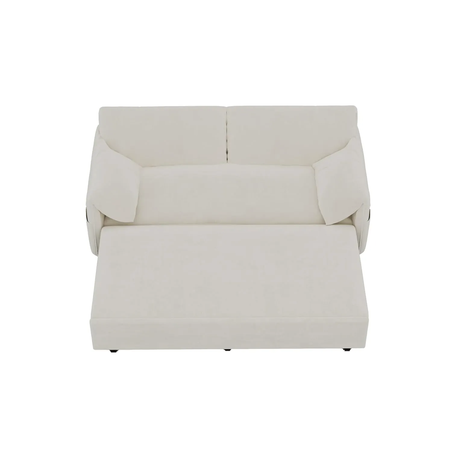 3-in-1 Convertible Pull Out Queen Size Sofa Bed with Comfy Armpillow and Side Pockets , 63.8" Functional Futon Loveseat Couch Lounge Chaise with Adjustable Backrest for Living Room