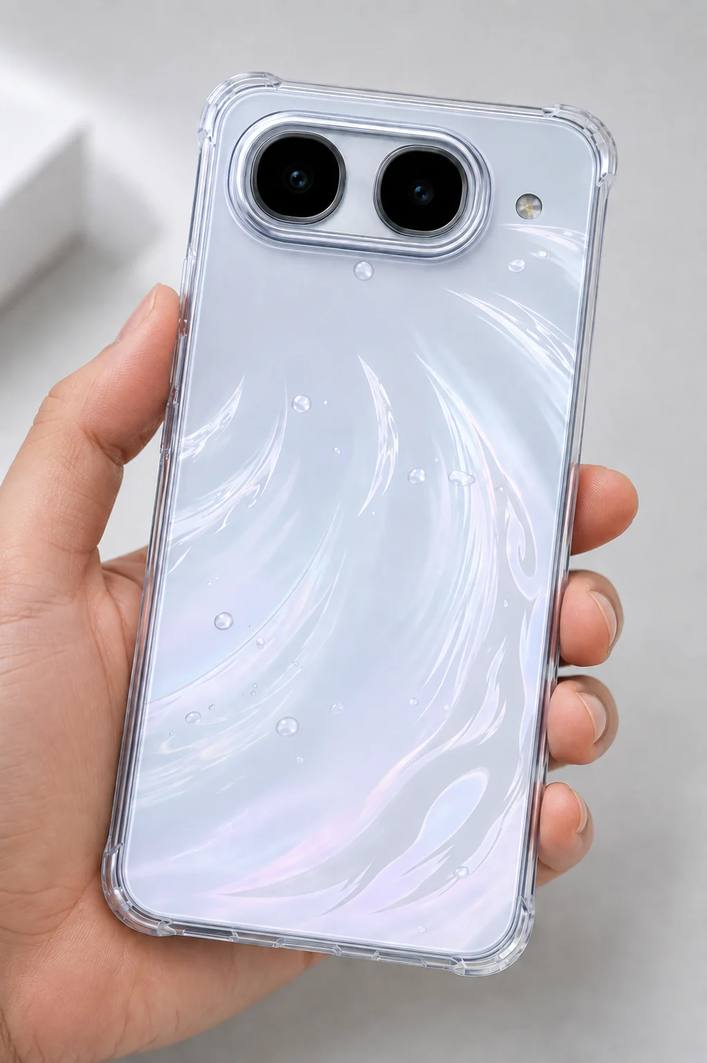 Iridescent Pearl Smartphone with Stylish Dual-Lens Camera Case