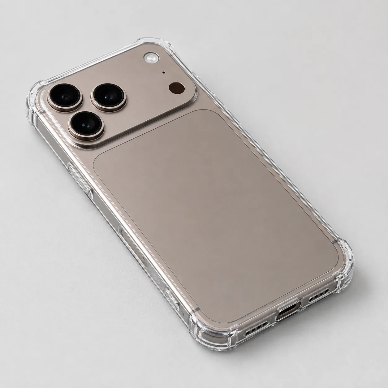 Champagne Gold Triple-Camera Smartphone with Premium Protective Case